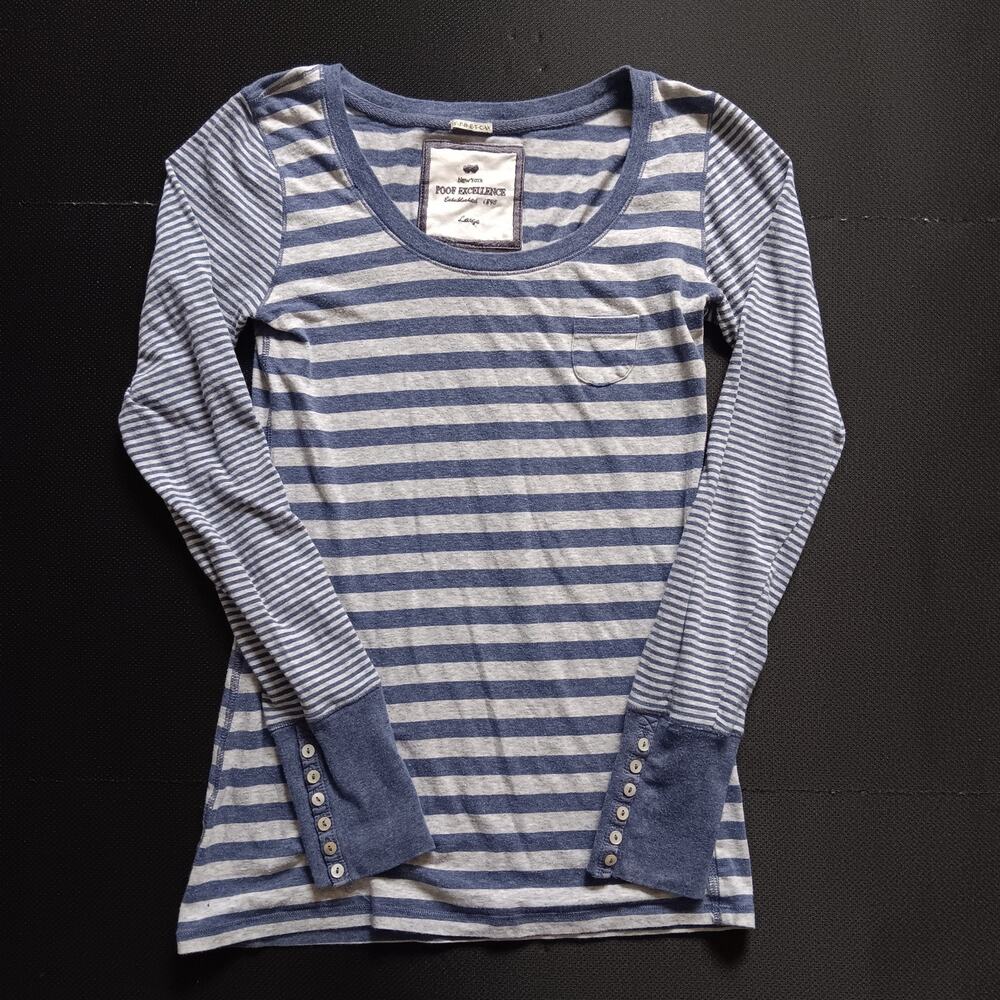 Poof Excellence Soft Stretch Y2K Striped Top Womens LG Preppy Casual Cozy Comfy